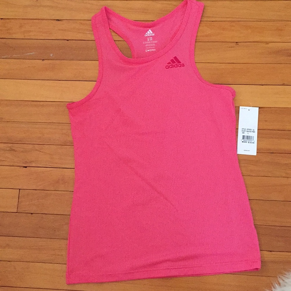 Pink adidas workout tank top
